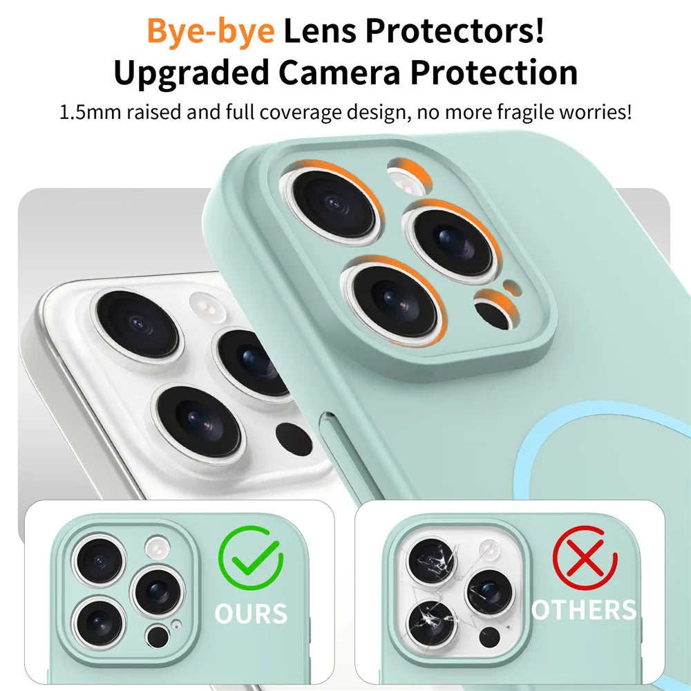 For iPhone 16 Pro Max Magnetic Case PC + TPU Phone Cover with Tempered Glass Screen Film - Blue - 5