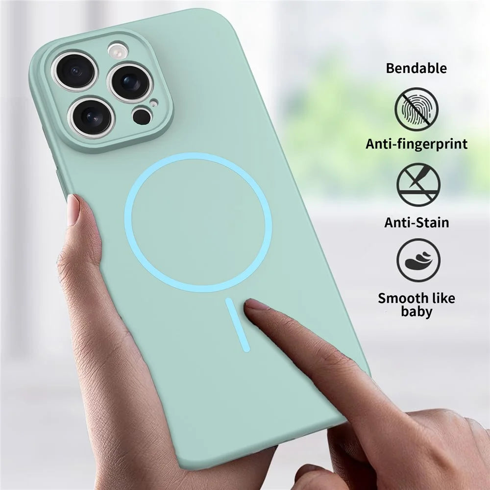 For iPhone 16 Pro Max Magnetic Case PC + TPU Phone Cover with Tempered Glass Screen Film - Blue - 6