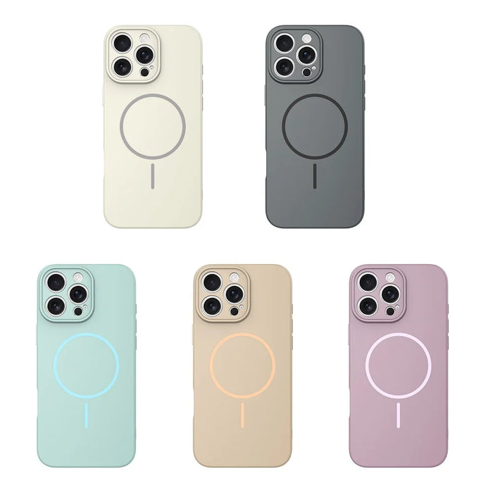 For iPhone 16 Pro Max Magnetic Case PC + TPU Phone Cover with Tempered Glass Screen Film - Blue - 7