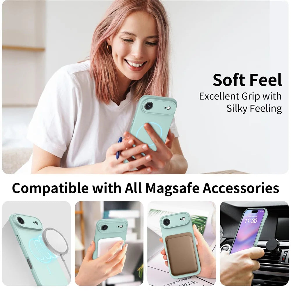 For iPhone Air Magnetic Case PC + TPU Phone Cover with Tempered Glass Screen Film - Blue - 2