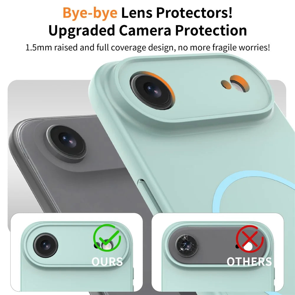 For iPhone Air Magnetic Case PC + TPU Phone Cover with Tempered Glass Screen Film - Blue - 3