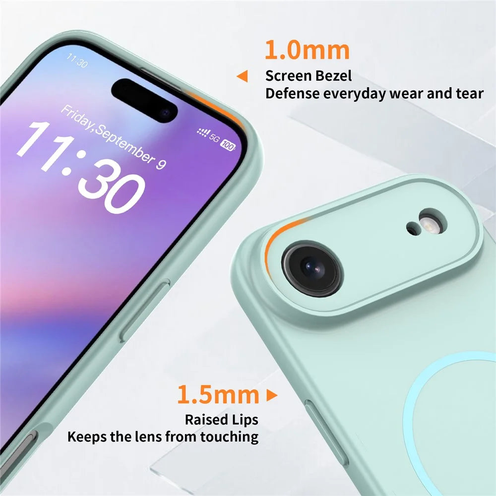 For iPhone Air Magnetic Case PC + TPU Phone Cover with Tempered Glass Screen Film - Blue - 4