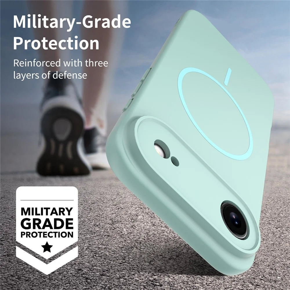 For iPhone Air Magnetic Case PC + TPU Phone Cover with Tempered Glass Screen Film - Blue - 5