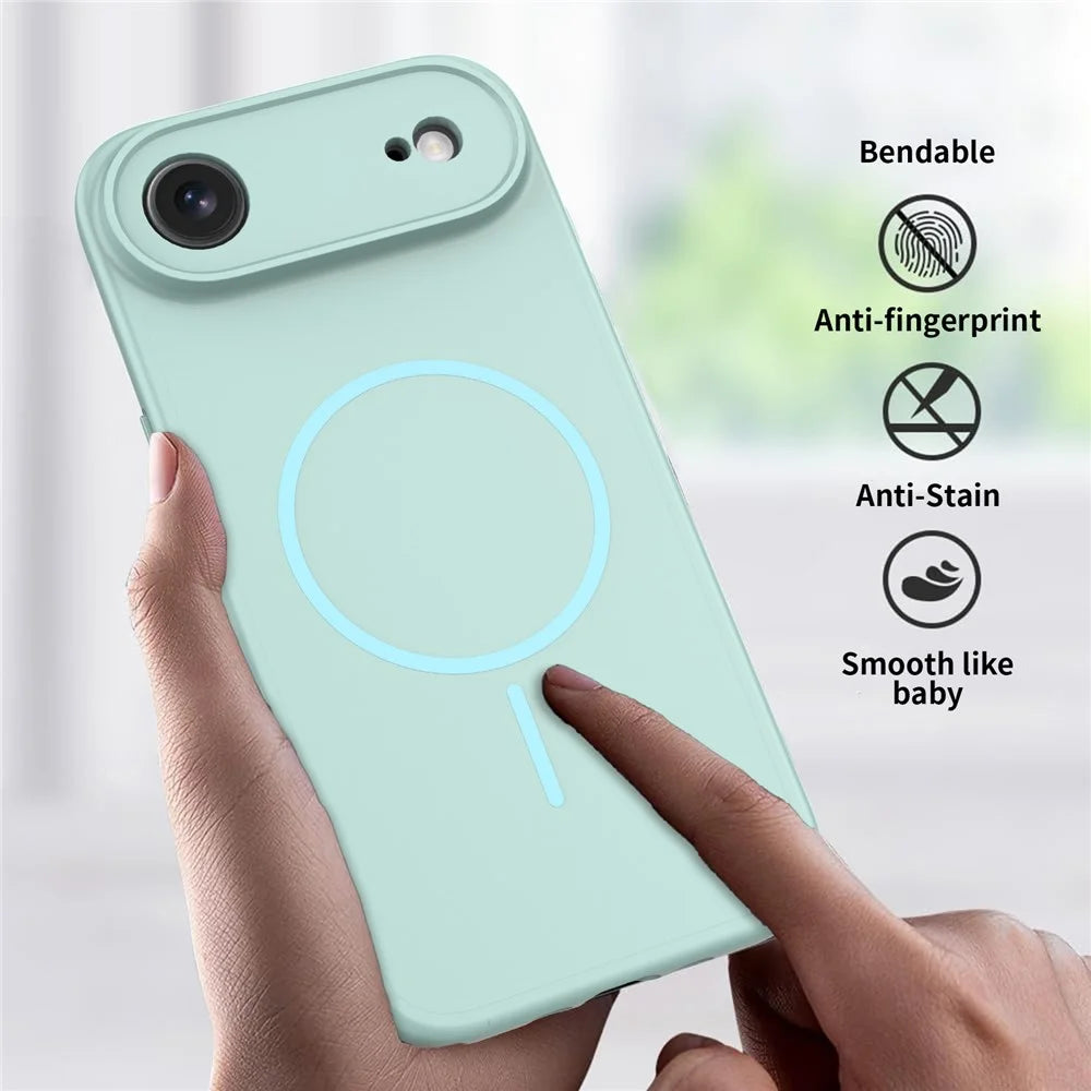 For iPhone Air Magnetic Case PC + TPU Phone Cover with Tempered Glass Screen Film - Blue - 6