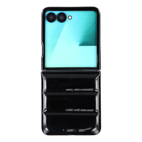 For Samsung Galaxy Z Flip7 5G Case Down Jacket PU Leather + PC Shockproof Phone Cover - Black - 1