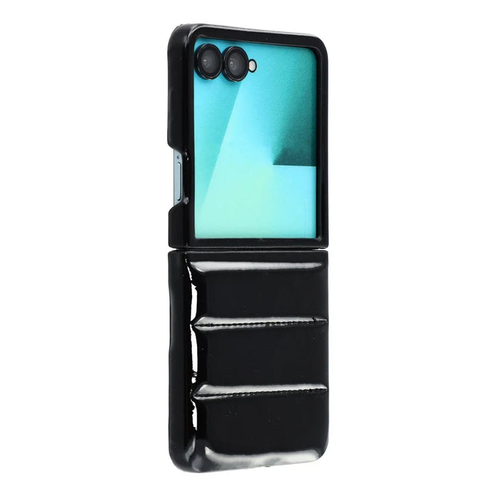 For Samsung Galaxy Z Flip7 5G Case Down Jacket PU Leather + PC Shockproof Phone Cover - Black - 3