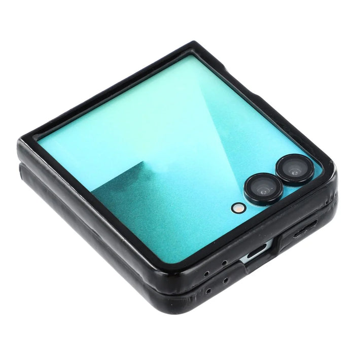 For Samsung Galaxy Z Flip7 5G Case Down Jacket PU Leather + PC Shockproof Phone Cover - Black - 4