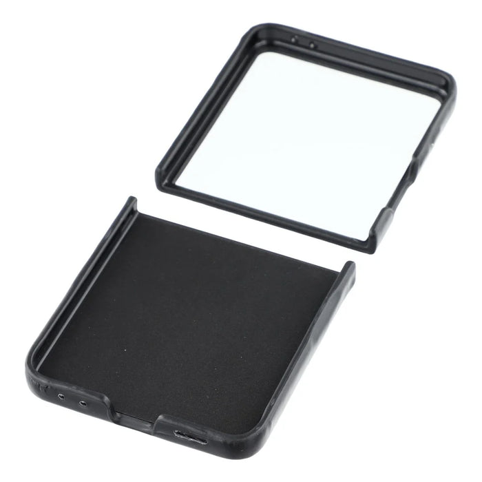 For Samsung Galaxy Z Flip7 5G Case Down Jacket PU Leather + PC Shockproof Phone Cover - Black - 7