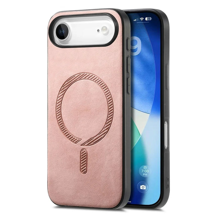 For iPhone Air Leather Back Case Compatible with MagSafe Skin-touch Phone Cover - Pink - 1