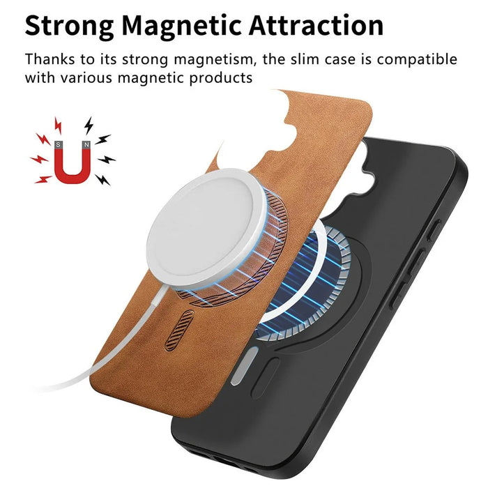 For iPhone Air Leather Back Case Compatible with MagSafe Skin-touch Phone Cover - Pink - 4