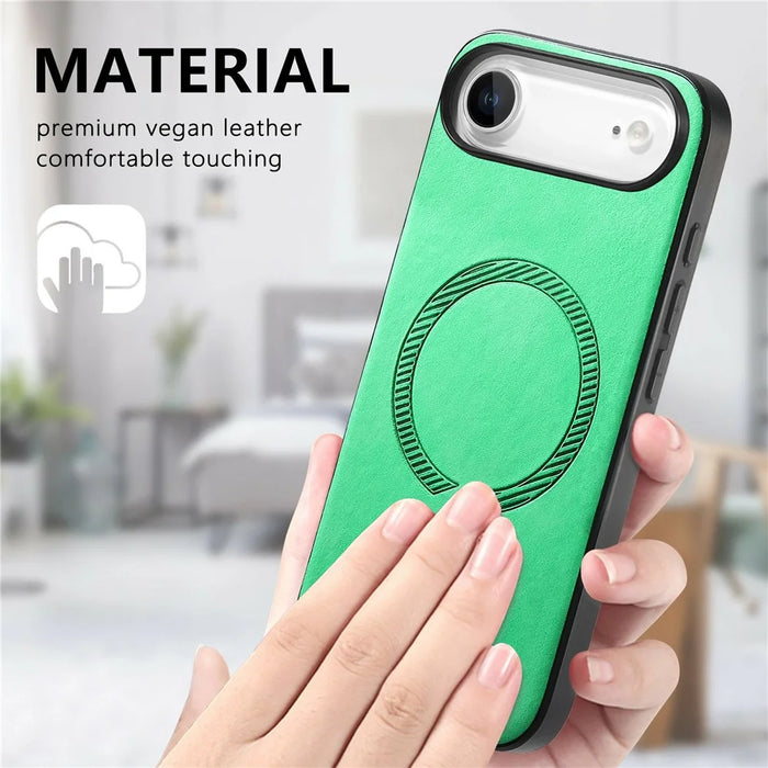 For iPhone Air Leather Back Case Compatible with MagSafe Skin-touch Phone Cover - Pink - 5