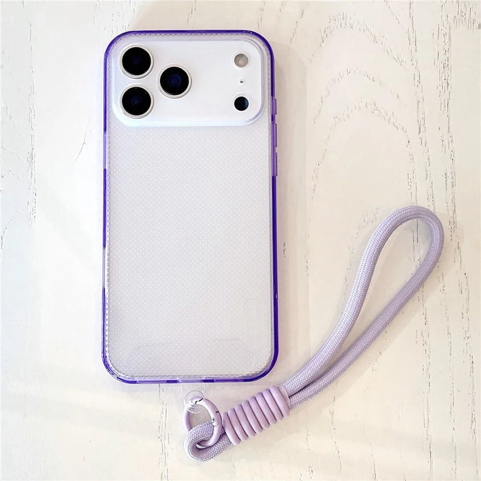 For iPhone 18 Pro Max / 17 Pro Max Case 3 in 1 Clear Shockproof TPU PC Phone Back Cover with Wrist Strap - Purple - 2