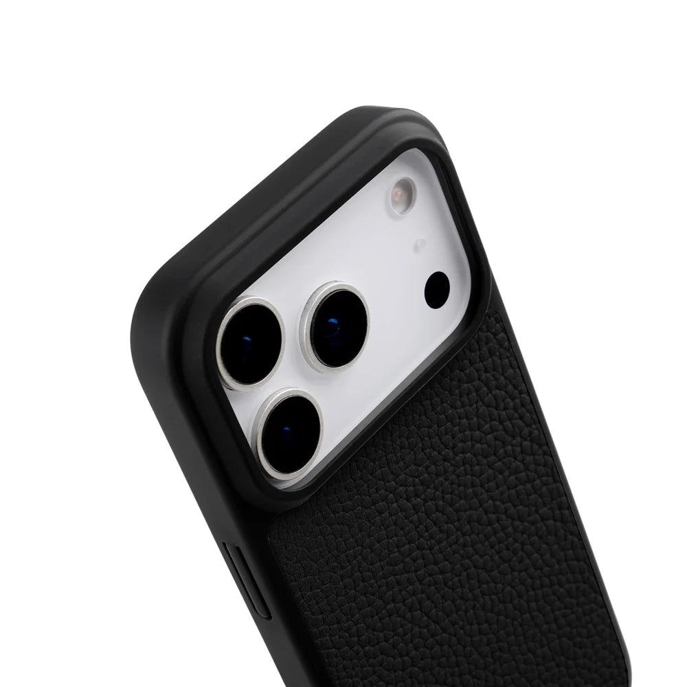 MELKCO For iPhone 17 Pro Max Case Compatible with MagSafe Ultra Thin Genuine Cow Leather + PC Phone Cover - Black - 5