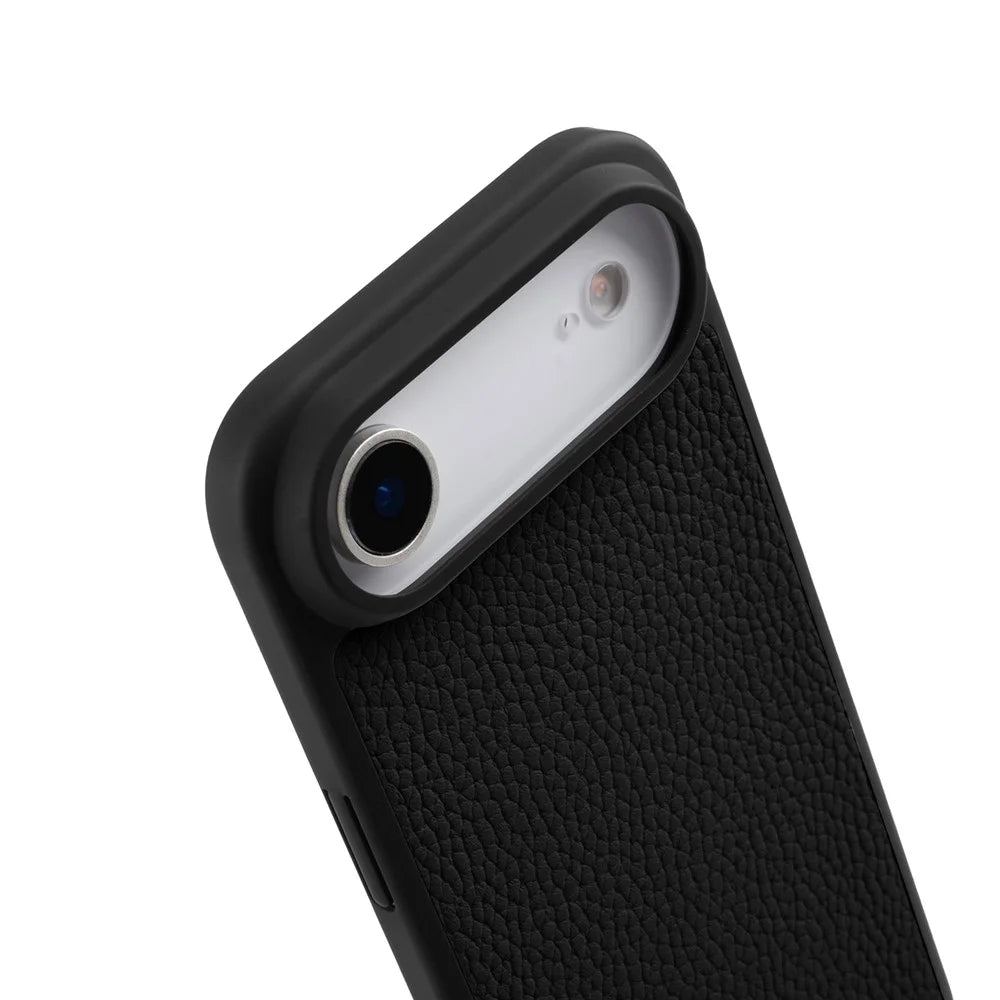 MELKCO For iPhone Air Case Compatible with MagSafe Ultra Thin Genuine Cow Leather + PC Phone Cover - Black - 5