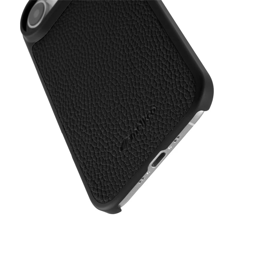 MELKCO For iPhone Air Case Compatible with MagSafe Ultra Thin Genuine Cow Leather + PC Phone Cover - Black - 6