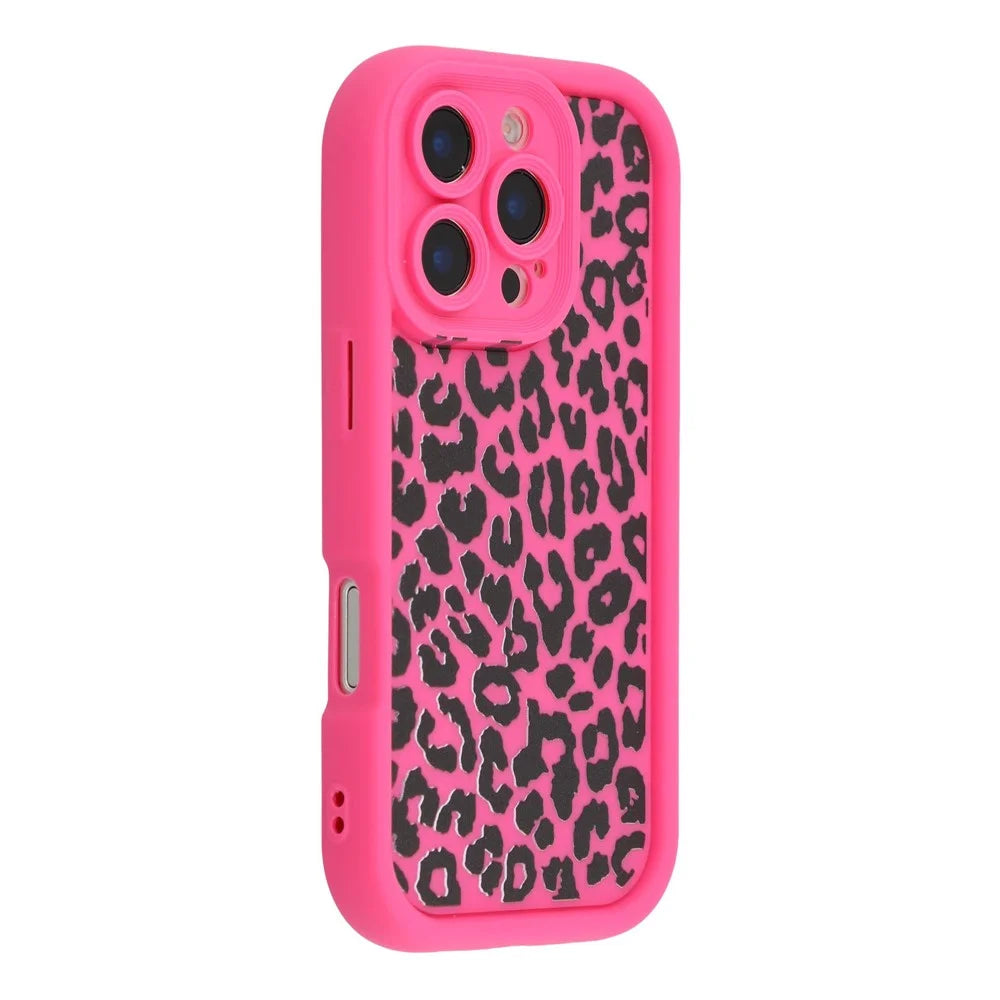 For iPhone 16 Pro Max Case Leopard Print TPU Shockproof Phone Cover - Rose Gold - 1