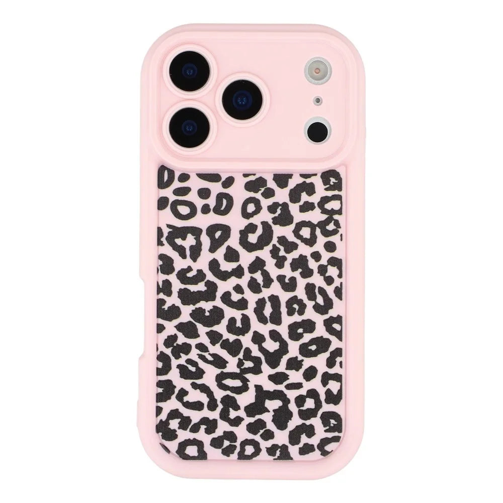 For iPhone 17 Pro Case Leopard Print TPU Shockproof Phone Cover - Pink - 3
