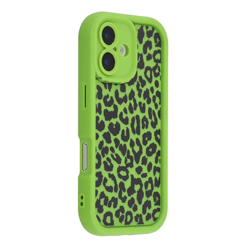 For iPhone 16 Case Leopard Print TPU Shockproof Phone Cover - Green - 1