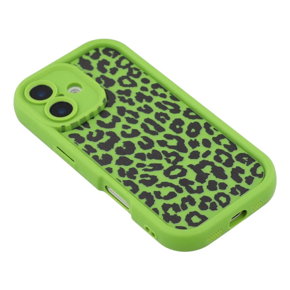 For iPhone 16 Case Leopard Print TPU Shockproof Phone Cover - Green - 4