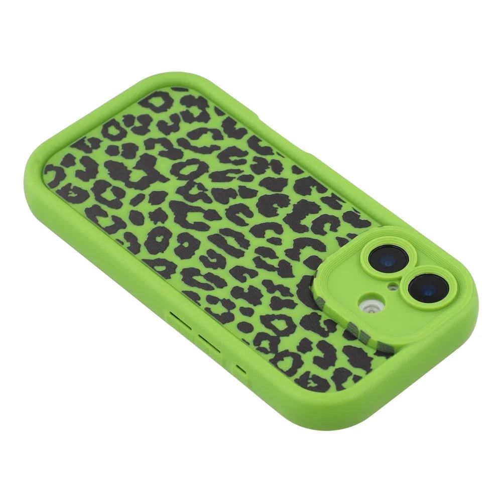 For iPhone 16 Plus Case Leopard Print TPU Shockproof Phone Cover - Green - 5