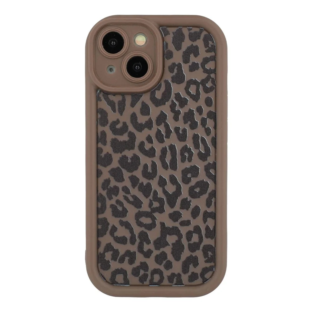 For iPhone 15 Plus Case Leopard Print TPU Shockproof Phone Cover - Coffee - 3
