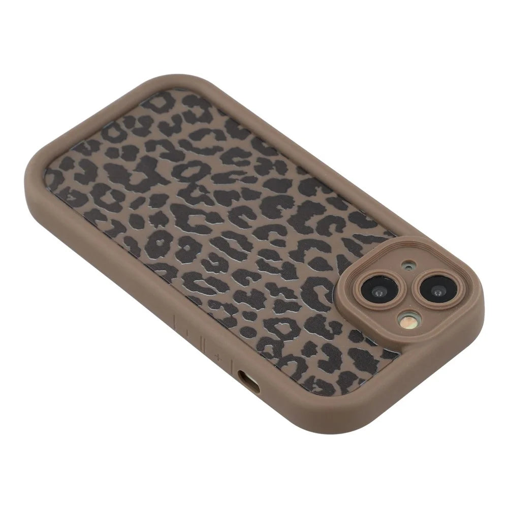 For iPhone 15 Plus Case Leopard Print TPU Shockproof Phone Cover - Coffee - 5
