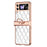 For Samsung Galaxy Z Flip3 5G Ring Kickstand Electroplating PU Leather Coated PC Case Imprinted Rhombus Grid Pattern Folding Phone Cover - White - 2
