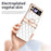 For Samsung Galaxy Z Flip3 5G Ring Kickstand Electroplating PU Leather Coated PC Case Imprinted Rhombus Grid Pattern Folding Phone Cover - White - 5