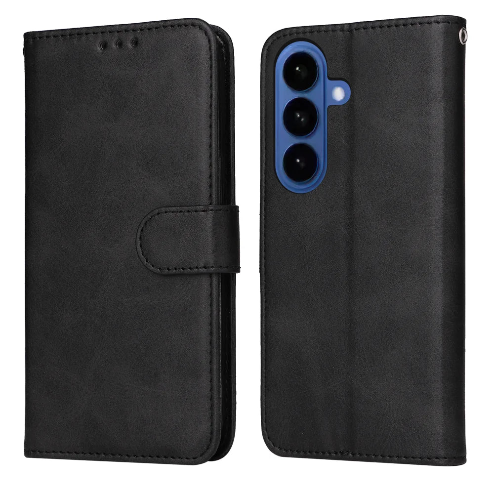For Samsung Galaxy S26 Case Wallet PU Leather Folio Flip Phone Cover - Black - 1