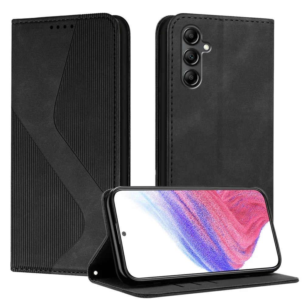 For Samsung Galaxy A35 5G Phone Cover Skin-touch Feel Leather Wallet Case with Stand - Black - 1
