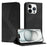 For iPhone 15 Pro Phone Cover Skin-touch Feel Leather Wallet Case with Stand - Black - 1