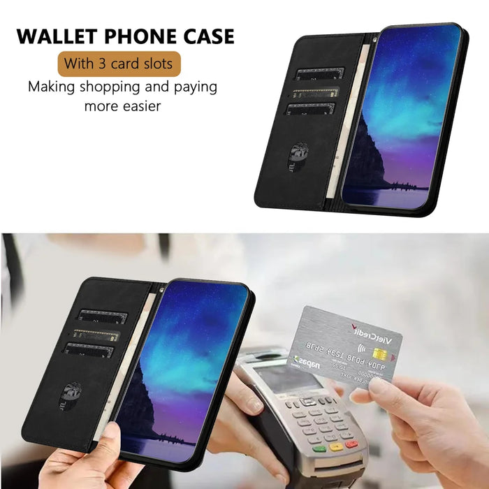 For iPhone 15 Pro Phone Cover Skin-touch Feel Leather Wallet Case with Stand - Black - 3