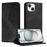 For iPhone 15 Phone Cover Skin-touch Feel Leather Wallet Case with Stand - Black - 1