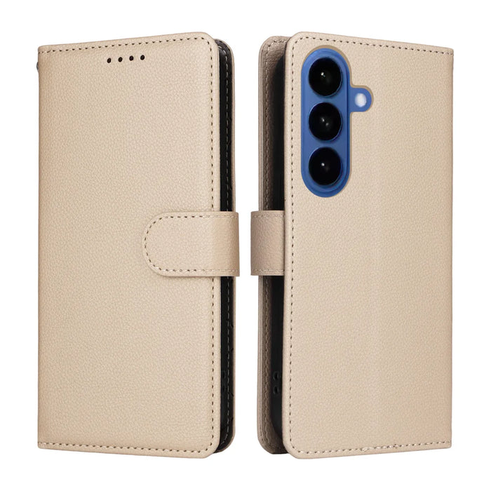 For Samsung Galaxy S26 Case RFID Blocking 3 Card Slots PU Leather Phone Cover with Wrist Strap - Creamy White - 2