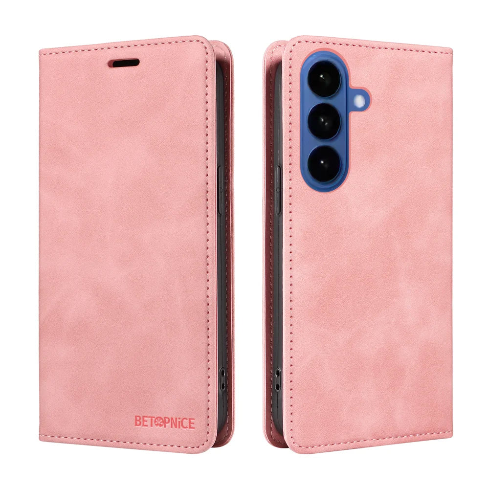 BETOPNICE For Samsung Galaxy S26 Case  Magnetic Closure RFID Blocking Wallet Stand Leather Phone Cover - Pink - 2