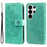 For Samsung Galaxy S26 Ultra Case Floral Pattern PU Leather Wallet Stand Phone Cover - Green - 1