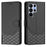 For Samsung Galaxy S26 Ultra Case Imprinted Honeycomb RFID Blocking Leather Phone Cover with Strap - Black - 1