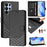 For Samsung Galaxy S26 Ultra Case Imprinted Honeycomb RFID Blocking Leather Phone Cover with Strap - Black - 2