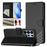 For Samsung Galaxy S26 Ultra Case Imprinted Honeycomb RFID Blocking Leather Phone Cover with Strap - Black - 3