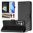 For Samsung Galaxy S26 Case Imprinted Honeycomb RFID Blocking Leather Phone Cover with Strap - Black - 2