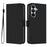 For Samsung Galaxy S26 Case Solid Color Wallet Leather Phone Cover with Strap - Black - 1