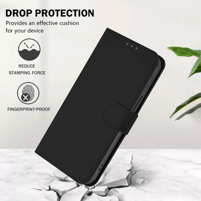For Samsung Galaxy S26 Case Solid Color Wallet Leather Phone Cover with Strap - Black - 2