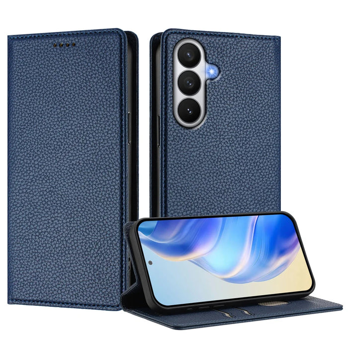 For Samsung Galaxy S26 Wallet Case RFID Blocking Litchi Texture Leather Mobile Cover - Dark Blue - 3