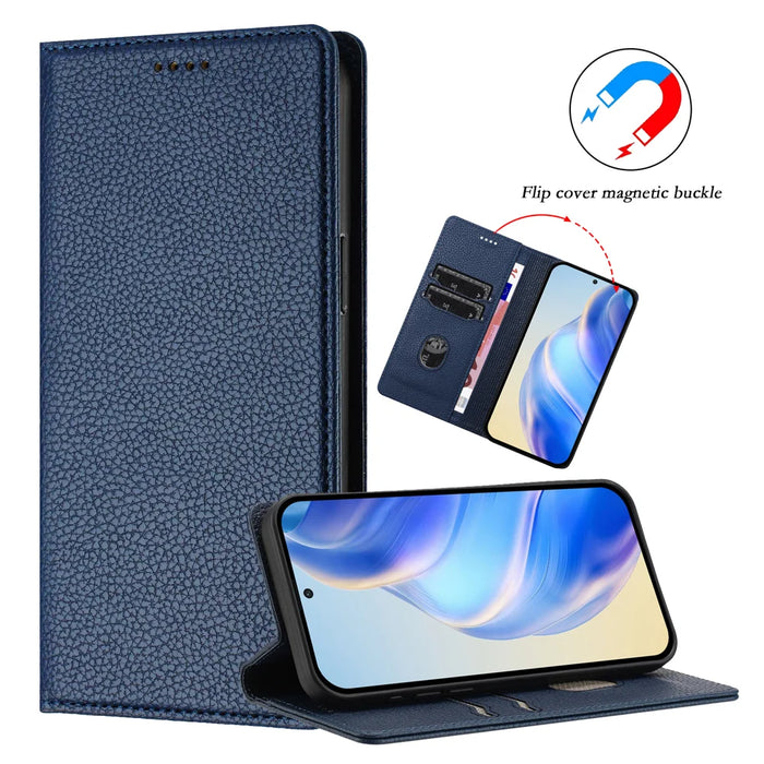 For Samsung Galaxy S26 Ultra Wallet Case RFID Blocking Litchi Texture Leather Mobile Cover - Dark Blue - 5