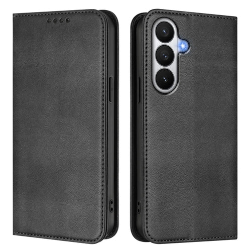 For Samsung Galaxy S26 Wallet Cases Retro Texture RFID Blocking Leather Phone Cover - Black - 1