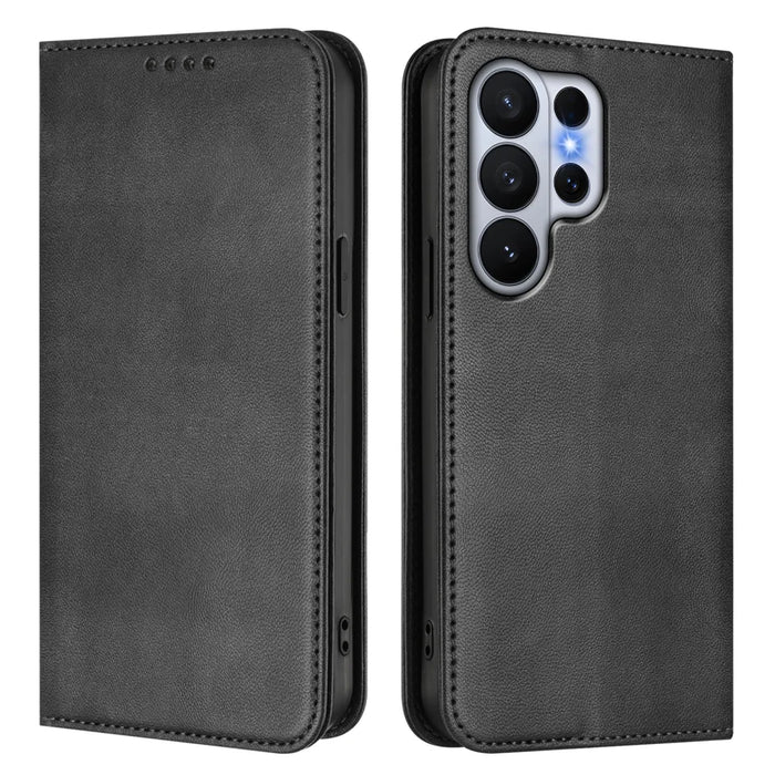 For Samsung Galaxy S26 Ultra Wallet Cases Retro Texture RFID Blocking Leather Phone Cover - Black - 1