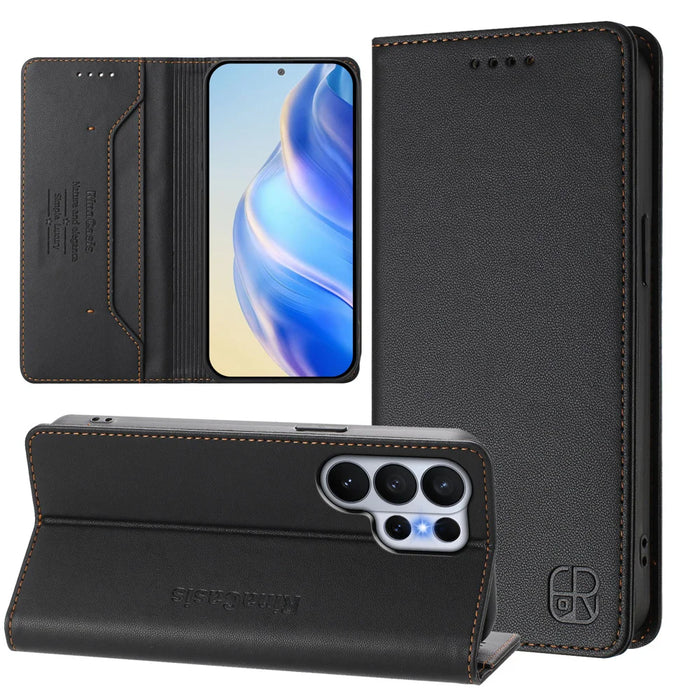 For Samsung Galaxy S26 Ultra Leather Case RINACASIS RC01 Phone Cover with RFID Blocking Wallet Stand - Black - 3