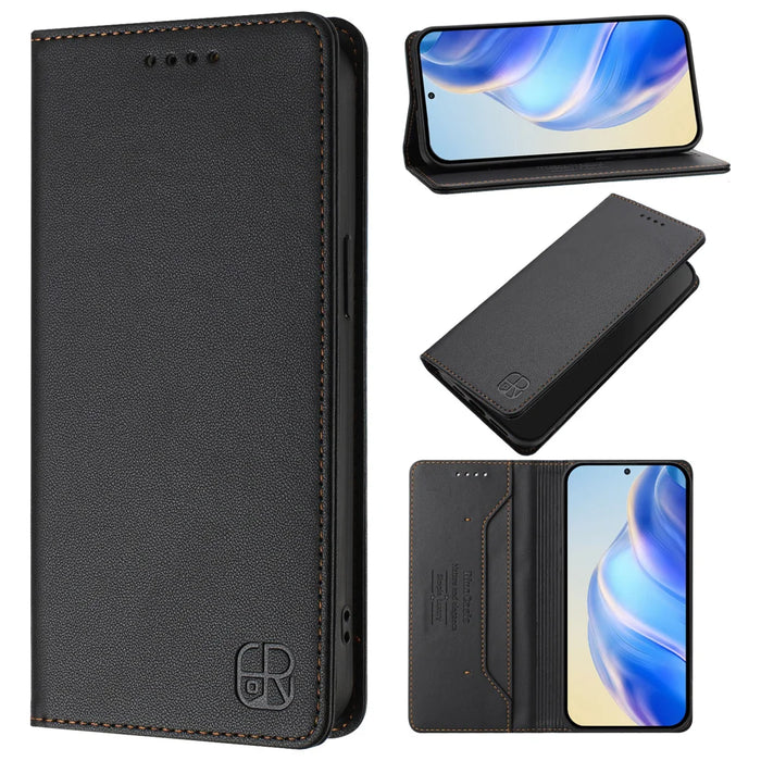 For Samsung Galaxy S26 Leather Case RINACASIS RC01 Phone Cover with RFID Blocking Wallet Stand - Black - 5