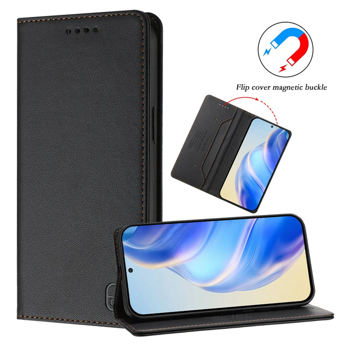 For Samsung Galaxy S26 Leather Case RINACASIS RC01 Phone Cover with RFID Blocking Wallet Stand - Black - 6