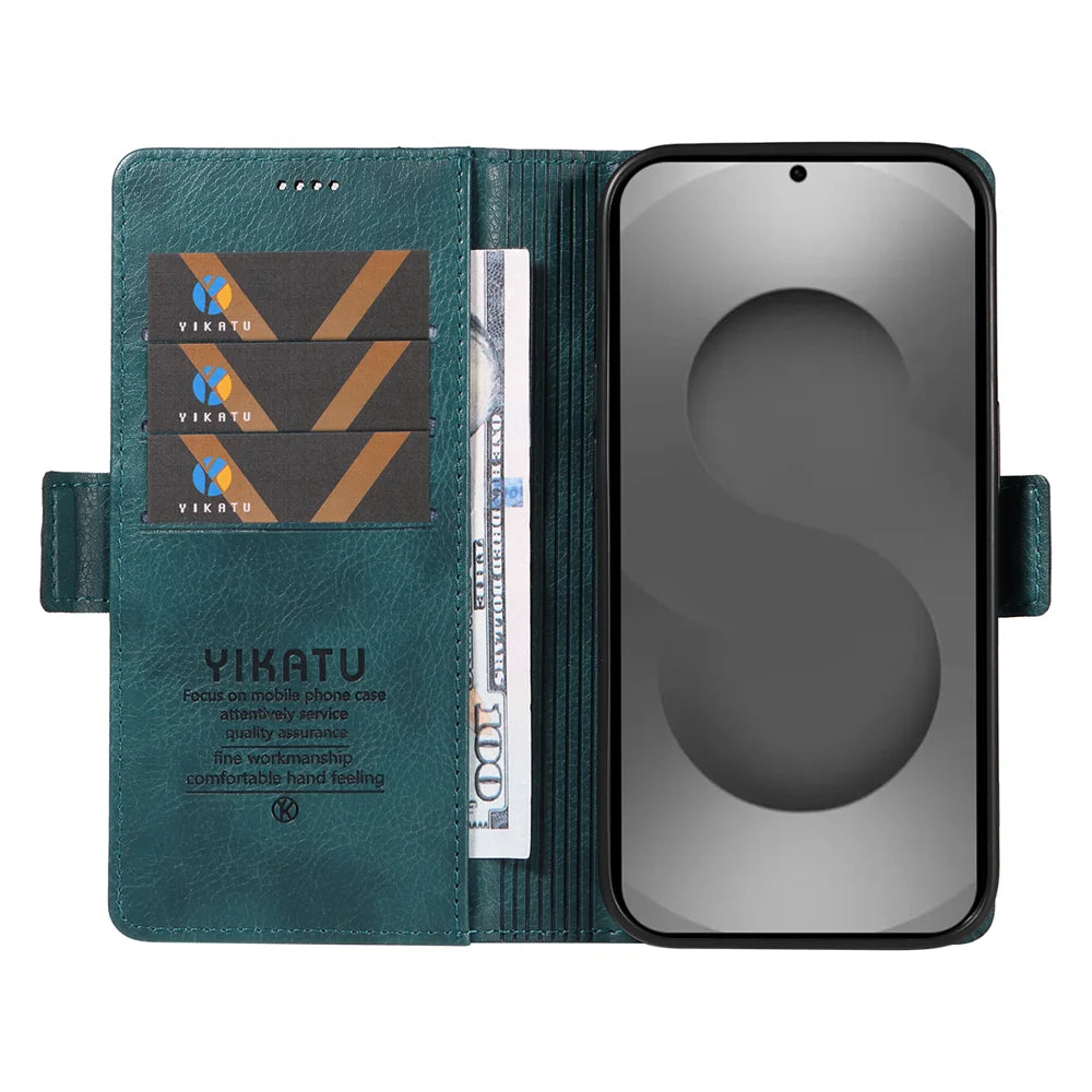 YIKATU For Samsung Galaxy S26 Ultra Case  YK-007 Litchi Texture PU Leather Wallet Phone Cover - Blue - 2
